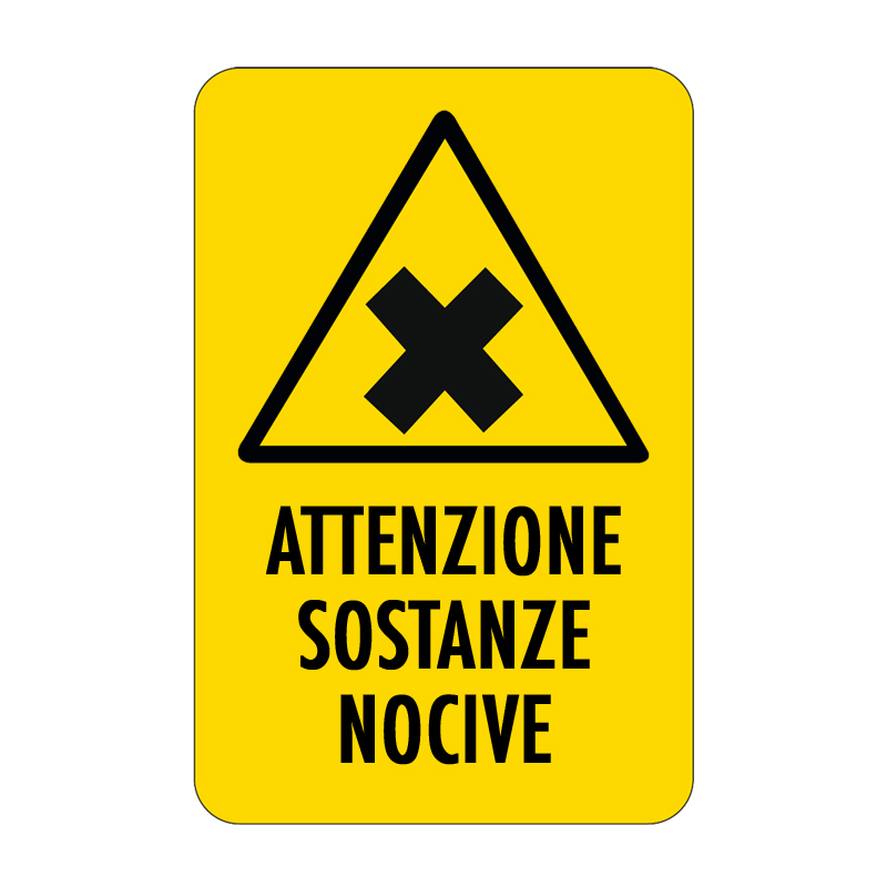ATTENZIONE SOSTANZE NOCIVE CARTELLO ALLUMINIO 330X500 PERICOLO