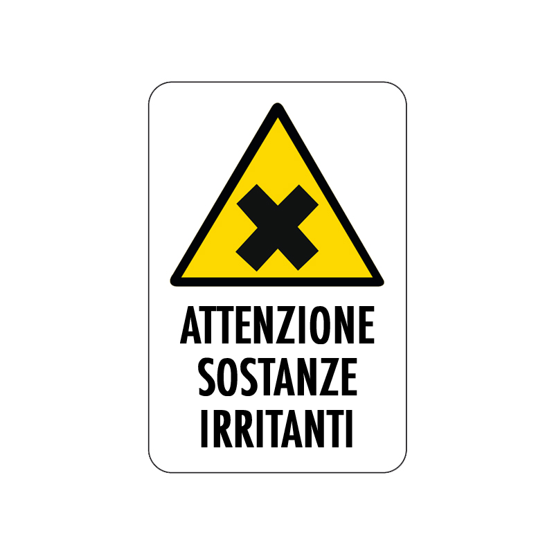 ATTENZIONE SOSTANZE IRRITANTI CARTELLO ALLUMINIO 200X300 PERICOLO