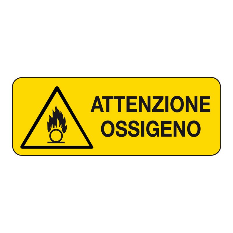 ATTENZIONE OSSIGENO CARTELLO ALLUMINIO 330X125 PERICOLO