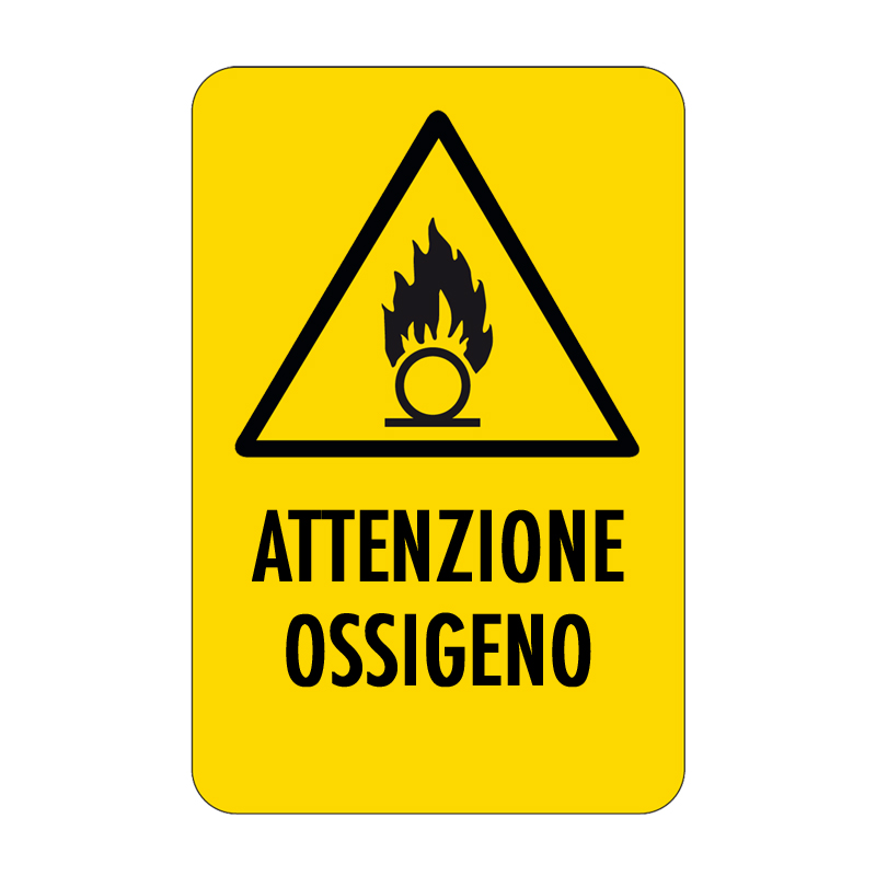 ATTENZIONE OSSIGENO CARTELLO ALLUMINIO 330X500 PERICOLO
