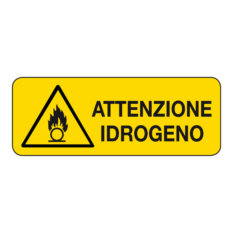 ATTENZIONE IDROGENO CARTELLO ALLUMINIO 330X125 PERICOLO