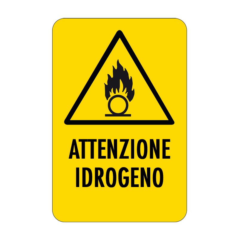 ATTENZIONE IDROGENO CARTELLO ALLUMINIO 330X500 PERICOLO