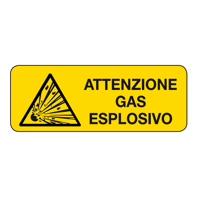 ATTENZIONE GAS ESPLOSIVO CARTELLO ALLUMINIO 330X125 PERICOLO