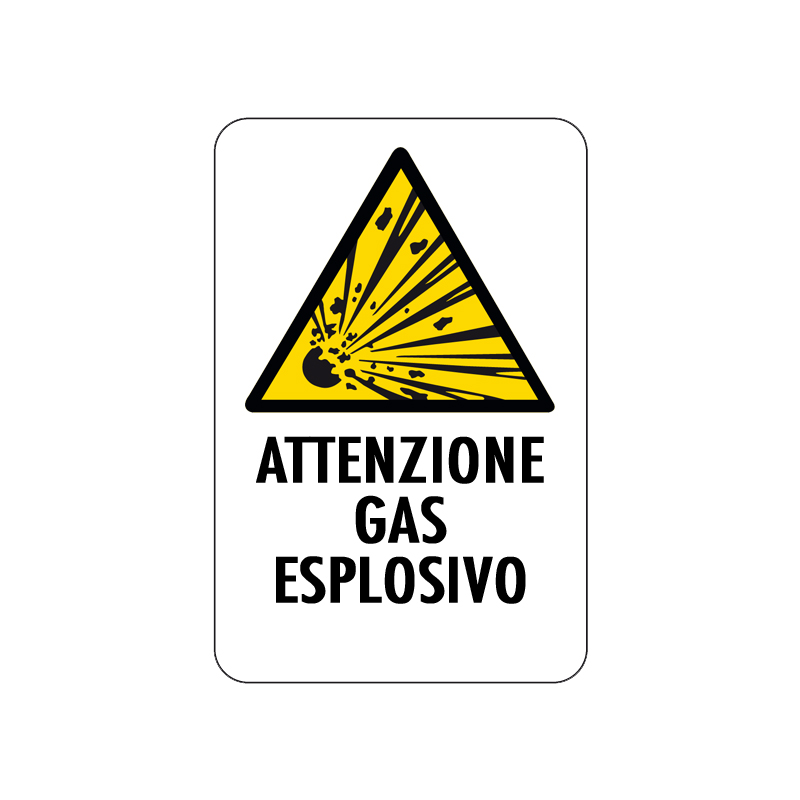 ATTENZIONE GAS ESPLOSIVO CARTELLO ALLUMINIO 200X300 PERICOLO
