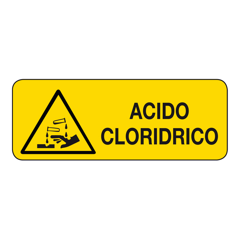 ACIDO CLORIDRICO CARTELLO ADESIVO 330X125 PERICOLO