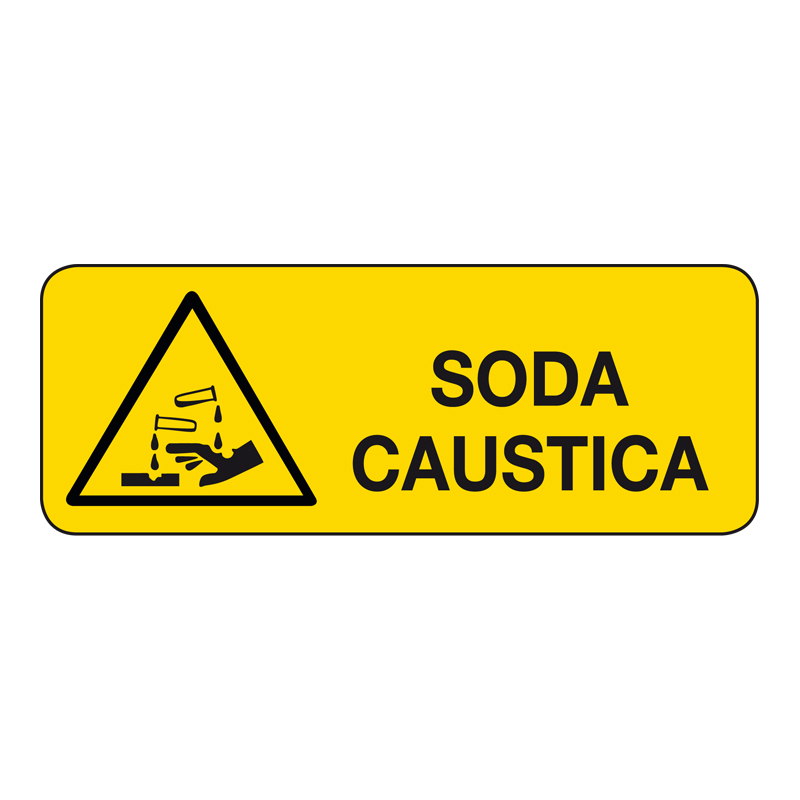 SODA CAUSTICA CARTELLO ADESIVO 330X125 PERICOLO
