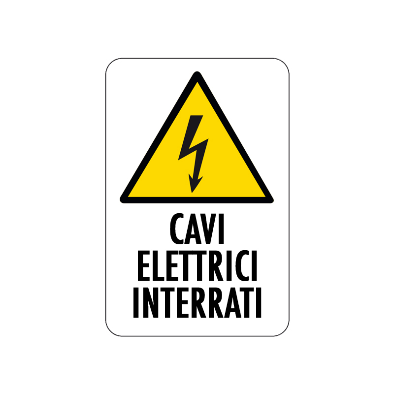 CAVI ELETTRICI INTERRATI CARTELLO ALLUMINIO 200X300 PERICOLO