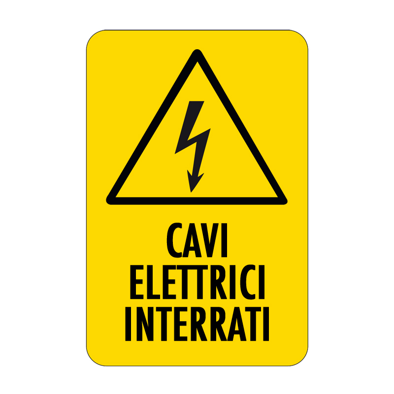 CAVI ELETTRICI INTERRATI CARTELLO ALLUMINIO 330X500 PERICOLO