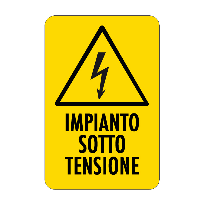 IMPIANTO SOTTO TENSIONE CARTELLO ALLUMINIO 330X500 PERICOLO