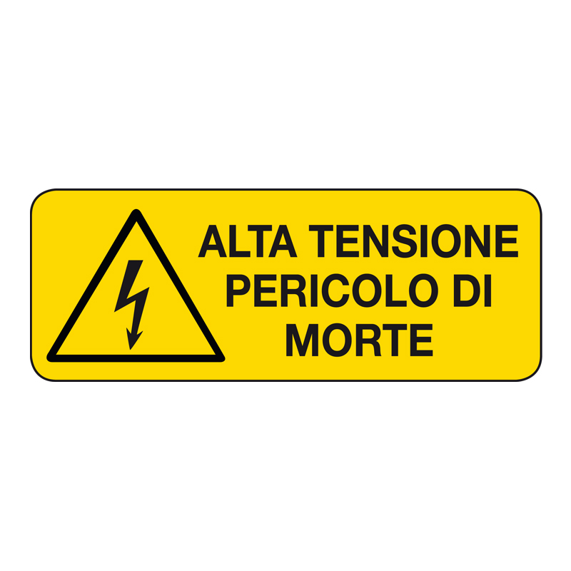 ALTA TENSIONE PERICOLO DI MORTE CARTELLO ADESIVO 330X125 PERICOLO