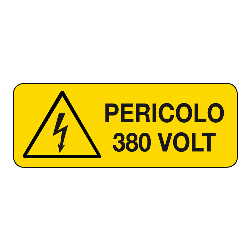 PERICOLO 380 VOLT CARTELLO ADESIVO 330X125 PERICOLO