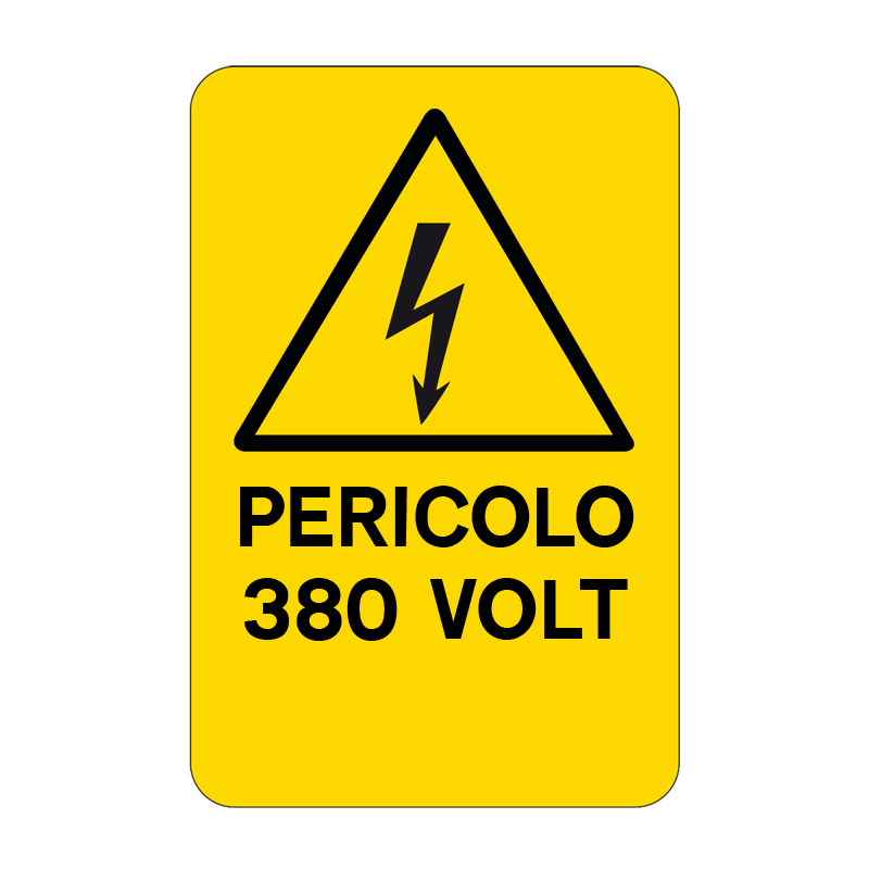PERICOLO 380 VOLT CARTELLO ALLUMINIO 330X500 PERICOLO