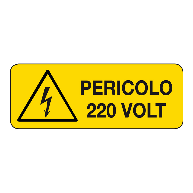 PERICOLO 220 VOLT CARTELLO ADESIVO 330X125 PERICOLO