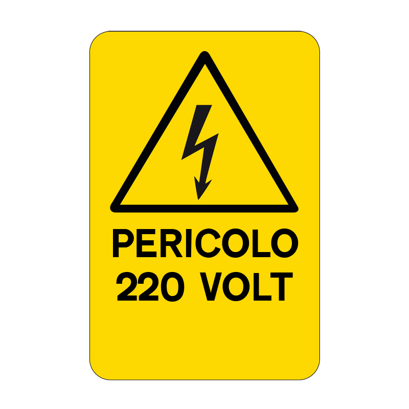 PERICOLO 220 VOLT CARTELLO ALLUMINIO 330X500 PERICOLO