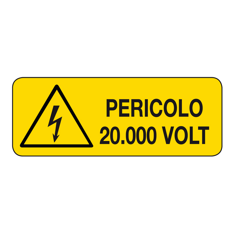 PERICOLO 20.000 VOLT CARTELLO ALLUMINIO 330X125 PERICOLO