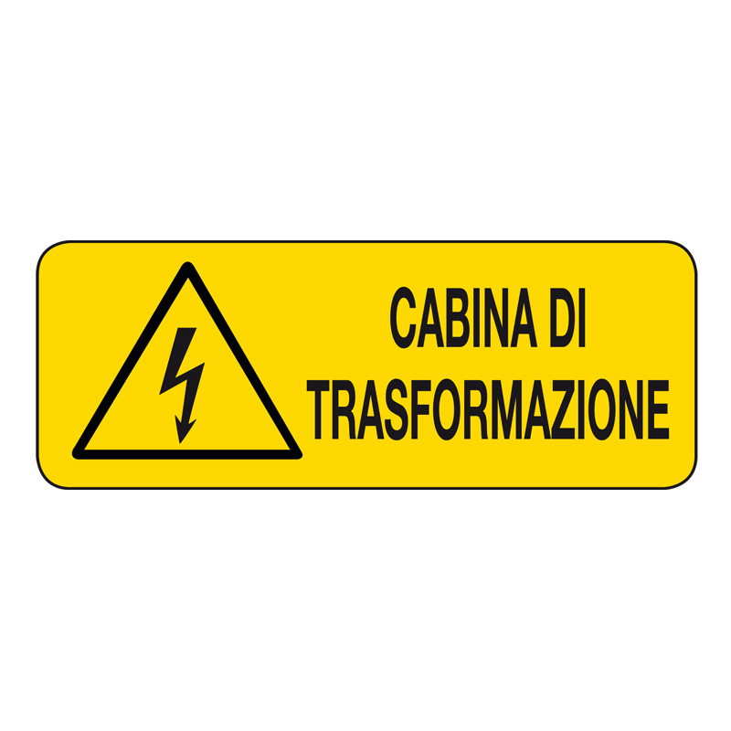 CABINA DI TRASFORMAZIONE CARTELLO ALLUMINIO 330X125 PERICOLO