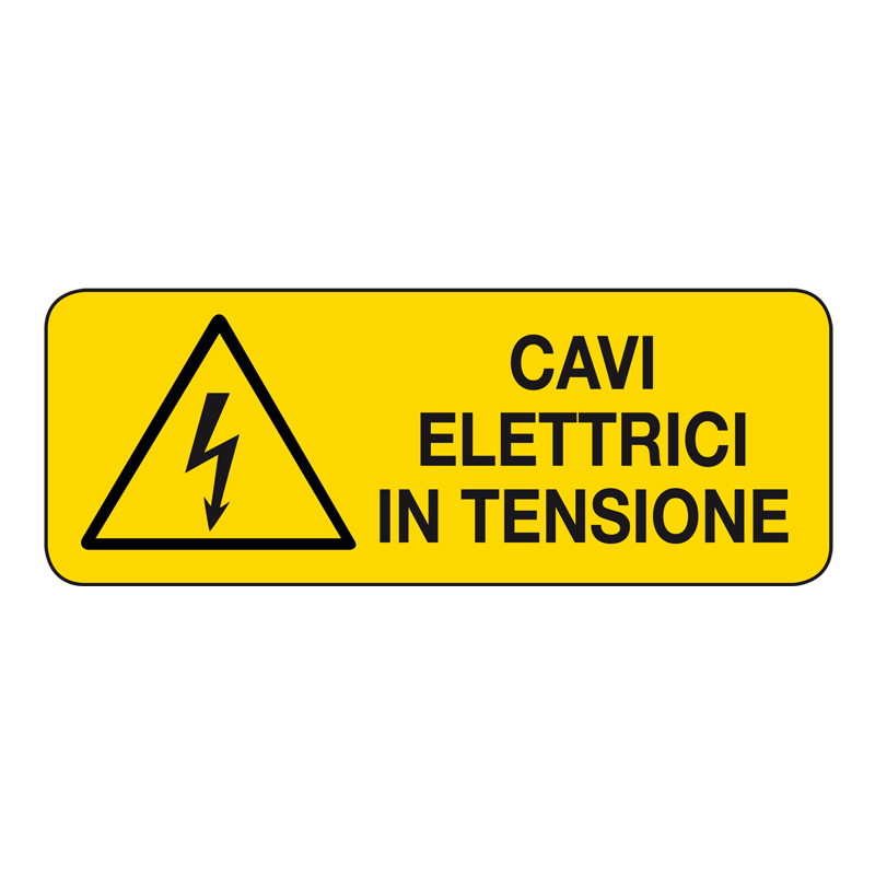 CAVI ELETTRICI IN TENSIONE CARTELLO ADESIVO 330X125 PERICOLO