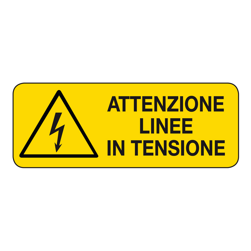 ATTENZIONE LINEE IN TENSIONE CARTELLO ADESIVO 330X125 PERICOLO