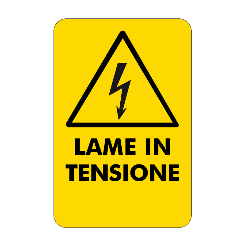 LAME IN TENSIONE CARTELLO ALLUMINIO 330X500 PERICOLO
