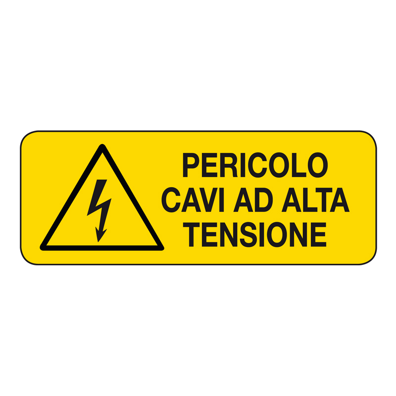 PERICOLO CAVI AD ALTA TENSIONE CARTELLO ADESIVO 330X125 PERICOLO