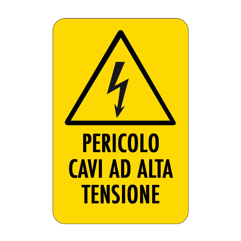 PERICOLO CAVI AD ALTA TENSIONE CARTELLO ALLUMINIO 330X500 PERICOLO
