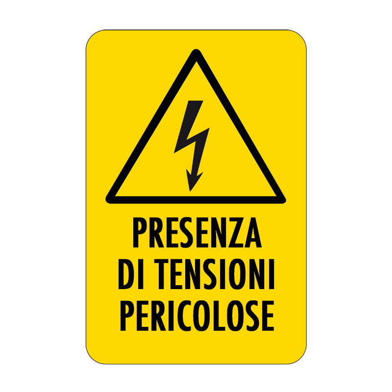PRESENZA DI TENSIONI PERICOLOSE CARTELLO ALLUMINIO 330X500 PERICOLO