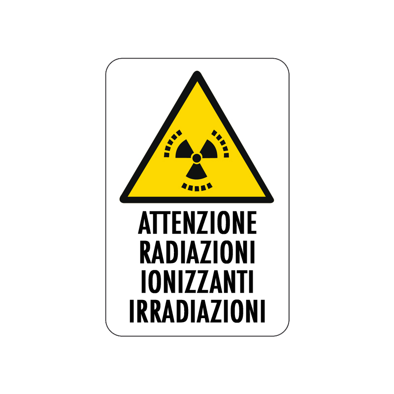 ATT. RADIAZIONI IONIZZANTI IRRADIAZIONI CARTELLO ALLUMINIO 200X300 PERICOLO