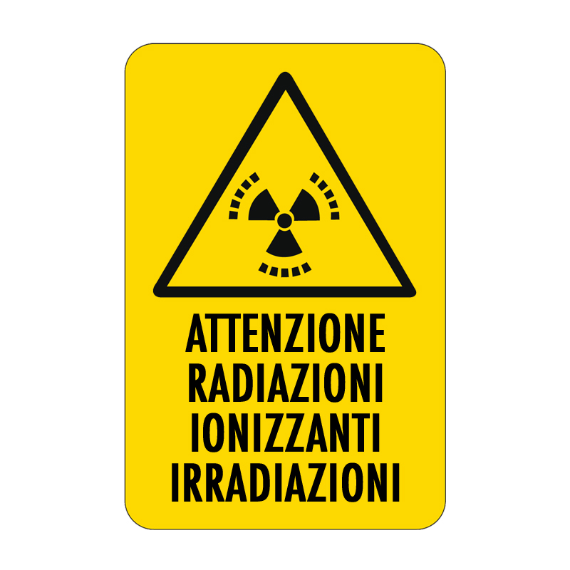 ATT. RADIAZIONI IONIZZANTI IRRADIAZIONI CARTELLO ALLUMINIO 330X500 PERICOLO