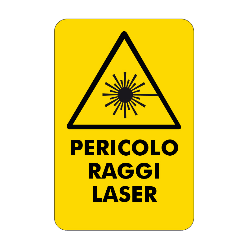 PERICOLO RAGGI LASER CARTELLO ALLUMINIO 330X500 PERICOLO