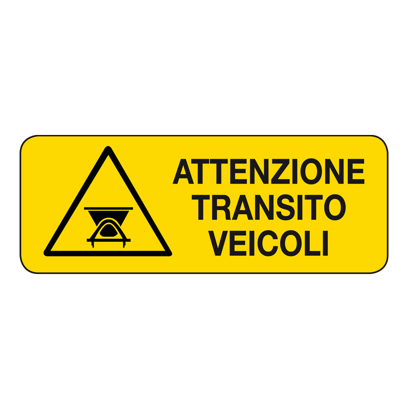 ATTENZIONE TRANSITO VEICOLI CARTELLO ALLUMINIO 330X125 PERICOLO