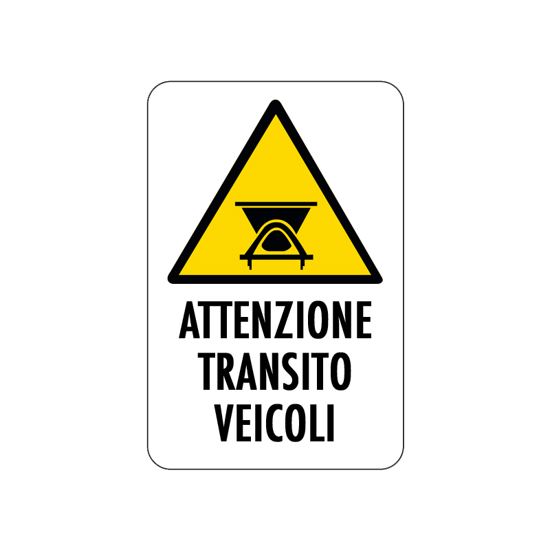 ATTENZIONE TRANSITO VEICOLI CARTELLO ALLUMINIO 200X300 PERICOLO