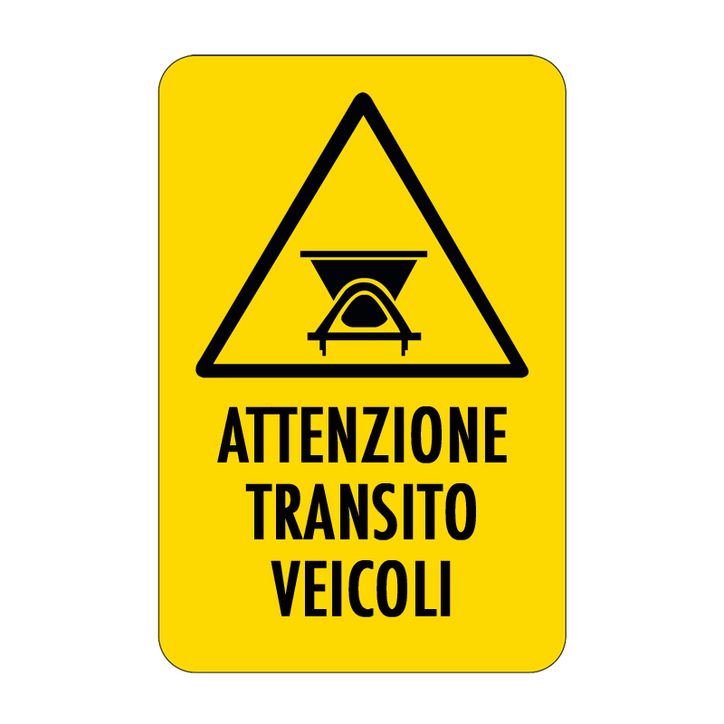 ATTENZIONE TRANSITO VEICOLI CARTELLO ALLUMINIO 330X500 PERICOLO
