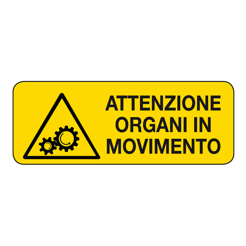 ATTENZIONE ORGANI IN MOVIMENTO CARTELLO ALLUMINIO 330X125 PERICOLO