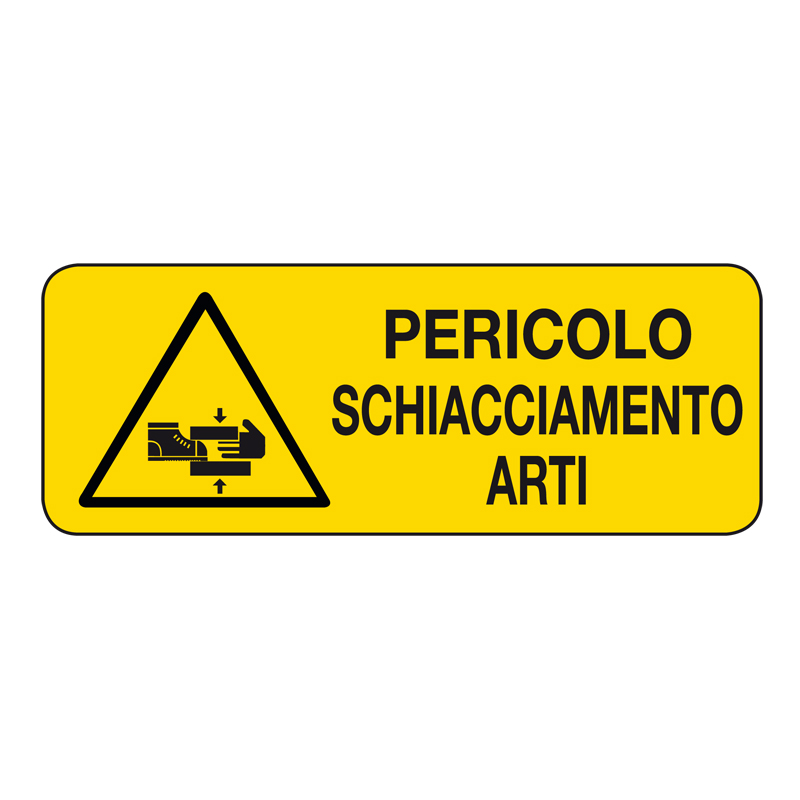 PERICOLO SCHIACCIAMENTO ARTI CARTELLO ALLUMINIO 330X125 PERICOLO