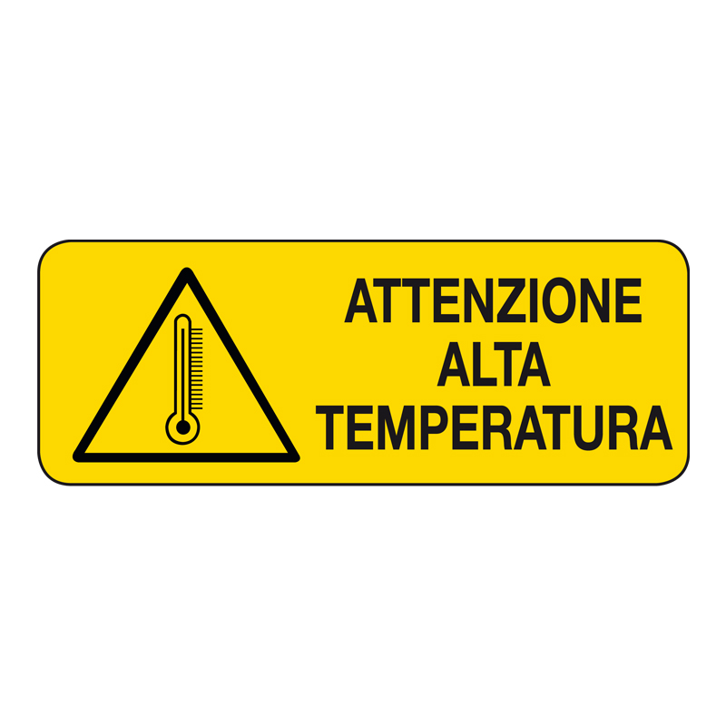 ATTENZIONE ALTA TEMPERATURA CARTELLO ADESIVO 330X125 PERICOLO
