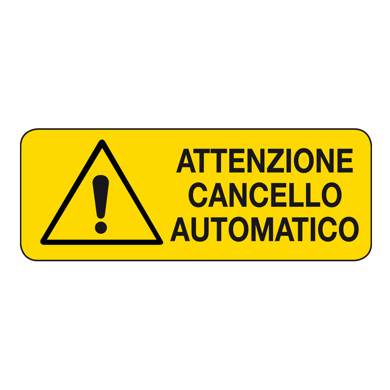 ATTENZIONE CANCELLO AUTOMATICO CARTELLO ADESIVO 330X125 PERICOLO