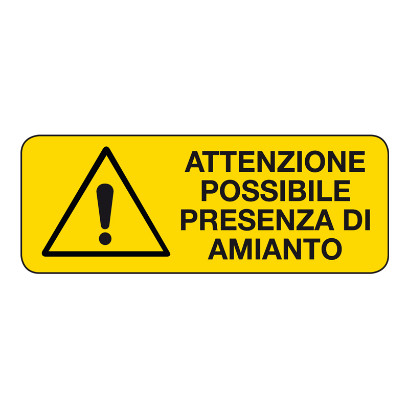 ATT. POSSIBILE PRESENZA DI AMIANTO CARTELLO ALLUMINIO 330X125 PERICOLO