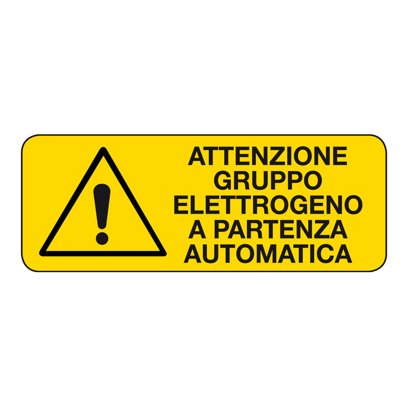 ATT. GRUPPO ELETTROG. PARTENZA AUTOM. CARTELLO ADESIVO 330X125 PERICOLO