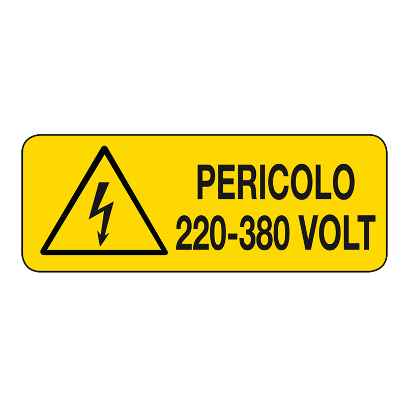 PERICOLO 220-380 VOLT CARTELLO ALLUMINIO 330X125 PERICOLO