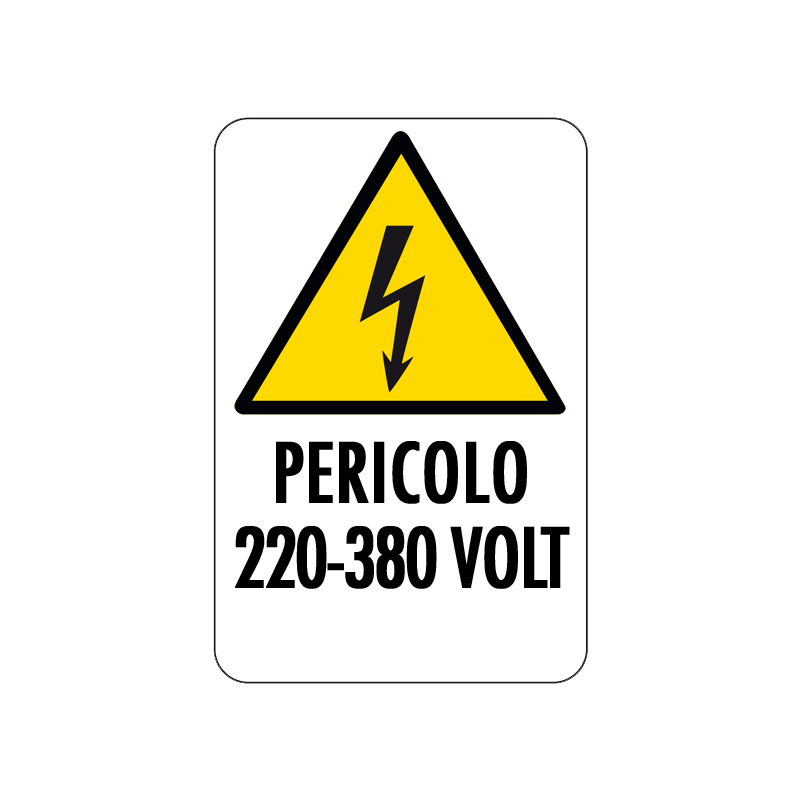 PERICOLO 220-380 VOLT CARTELLO ALLUMINIO 200X300 PERICOLO