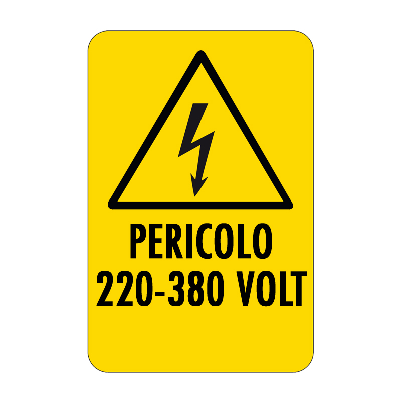 PERICOLO 220-380 VOLT CARTELLO ALLUMINIO 330X500 PERICOLO