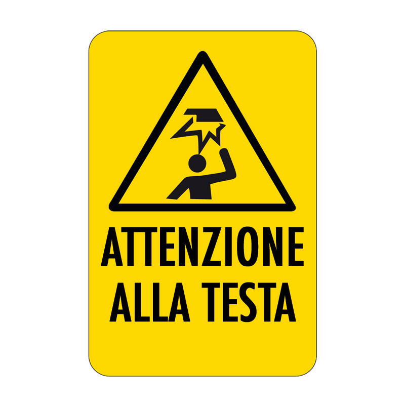 ATTENZIONE ALLA TESTA CARTELLO ALLUMINIO 330X500 PERICOLO