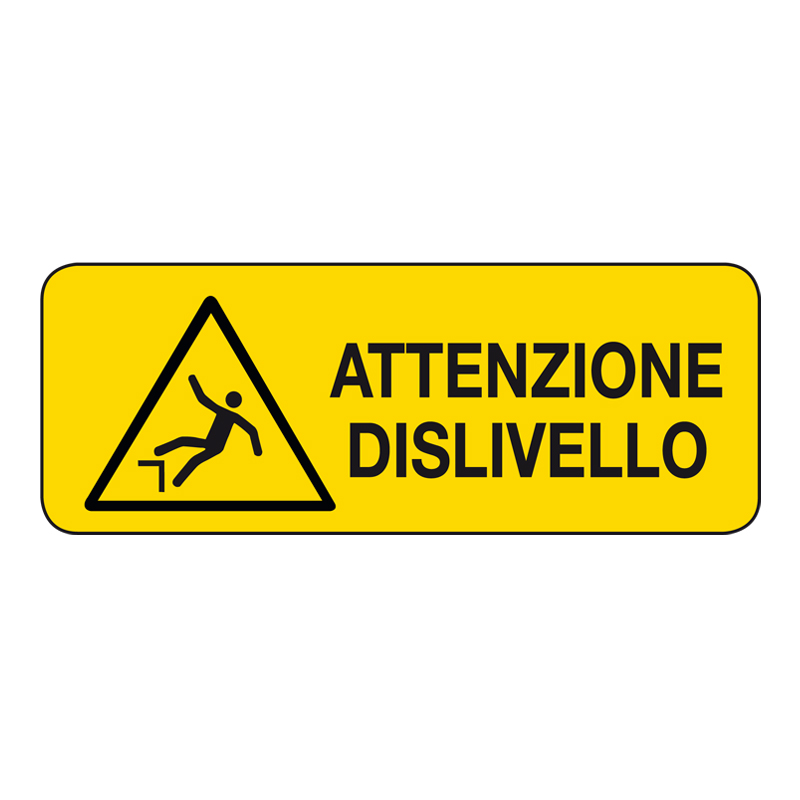 ATTENZIONE DISLIVELLO CARTELLO ADESIVO 330X125 PERICOLO