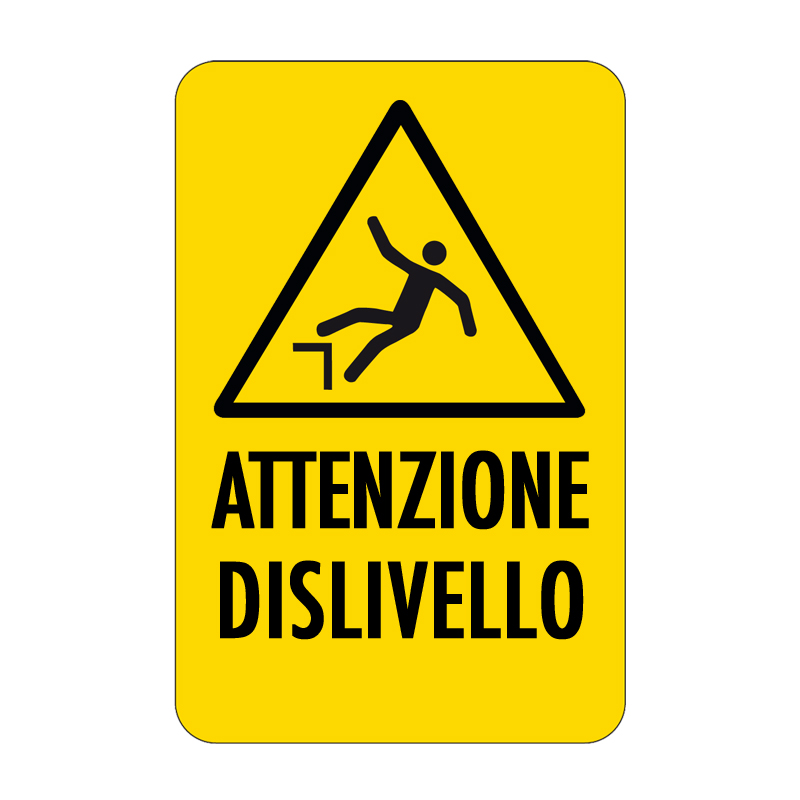 ATTENZIONE DISLIVELLO CARTELLO ALLUMINIO 330X500 PERICOLO