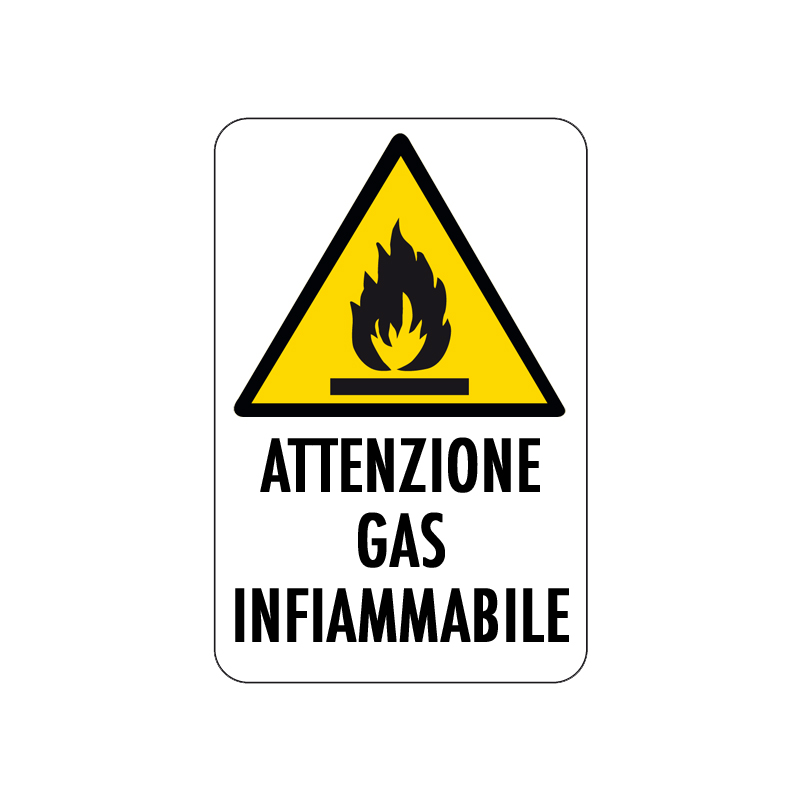 ATTENZIONE  GAS INFIAMMABILE CARTELLO ALLUMINIO 200X300 PERICOLO