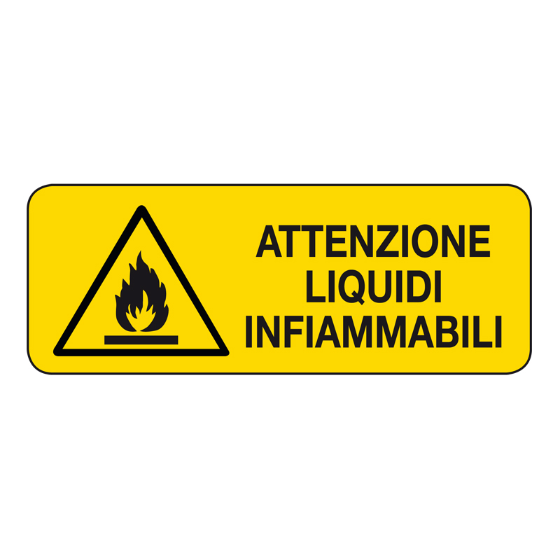 ATTENZIONE LIQUIDI INFIAMMABILI CARTELLO ALLUMINIO 330X125 PERICOLO