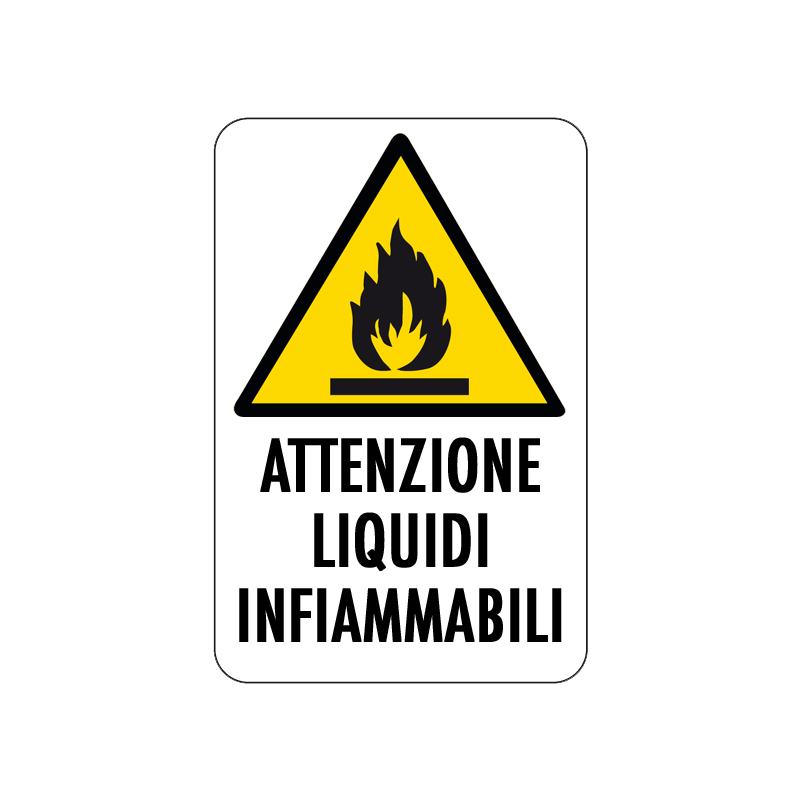 ATTENZIONE LIQUIDI INFIAMMABILI CARTELLO ALLUMINIO 200X300 PERICOLO