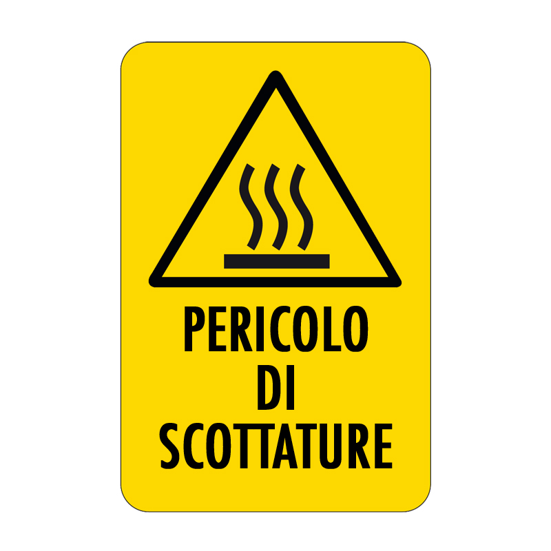 PERICOLO DI SCOTTATURE CARTELLO ALLUMINIO 330X500 PERICOLO