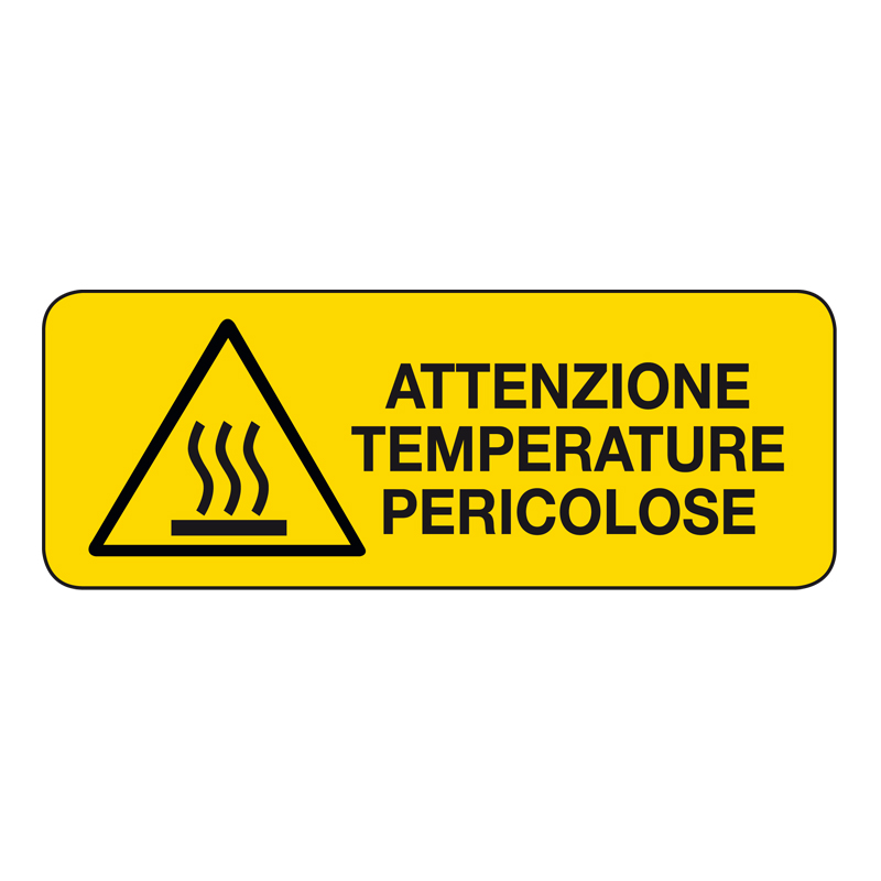 ATTENZIONE TEMPERATURE PERICOLOSE CARTELLO ALLUMINIO 330X125 PERICOLO