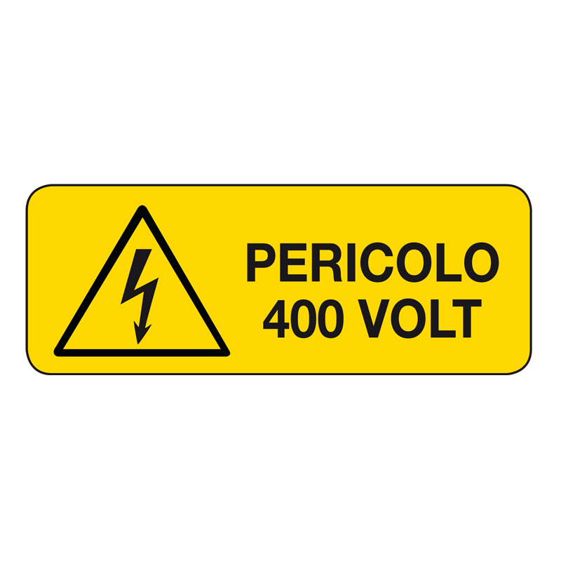 PERICOLO 400 VOLT CARTELLO ALLUMINIO 330X125 PERICOLO